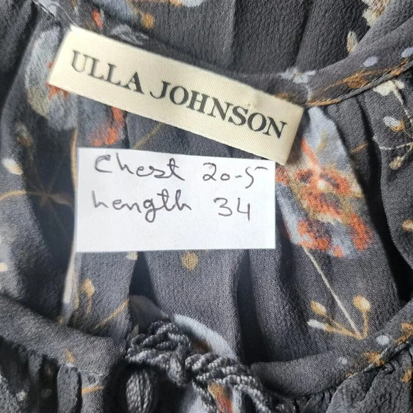 Ulla Johnson Dakota Mini Dress Women Size 4 Navy Silk Midnight Ruffle Neck Tie - Picture 10 of 16